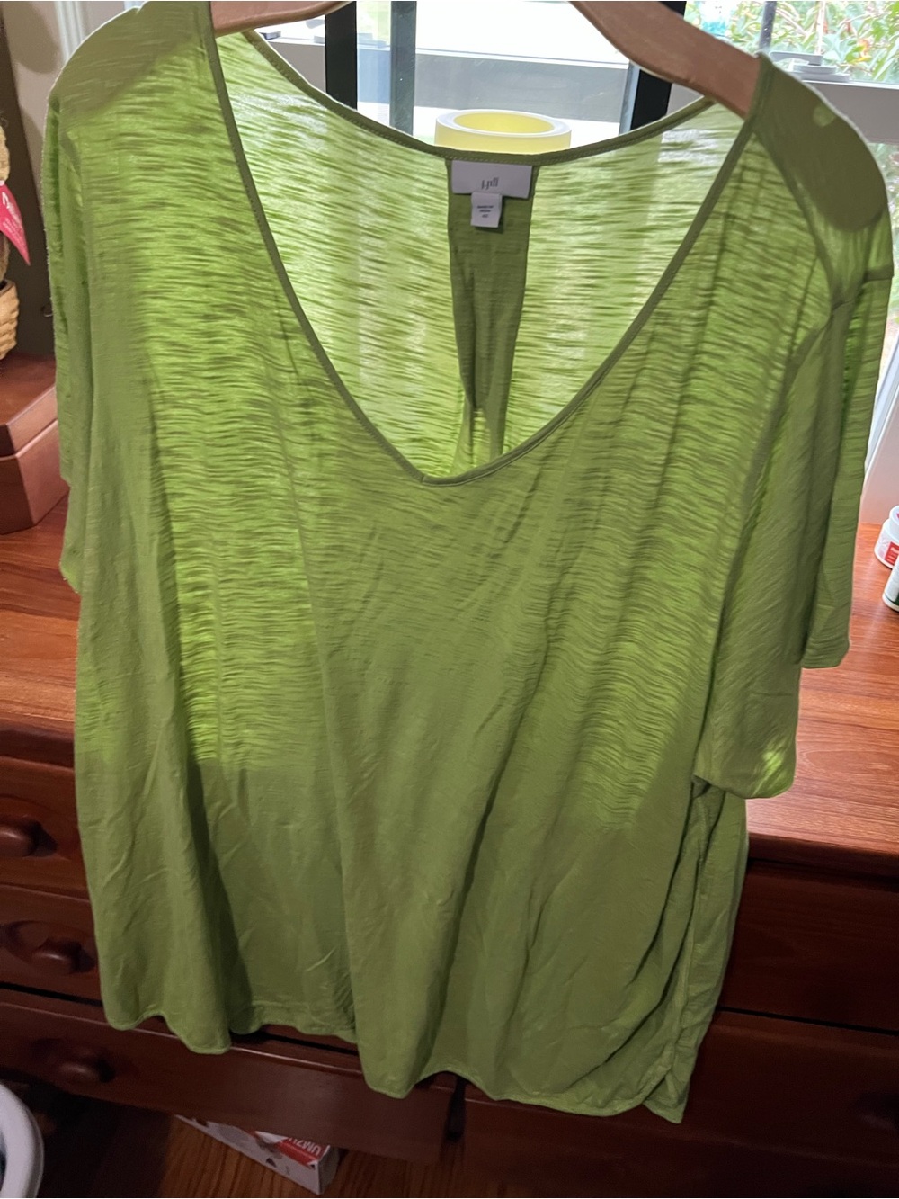 J. Jill Short-Sleeve V-Neck Tee in Lime Green